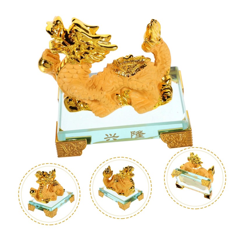 Mobestech 1Set Dragon Statue Resin Figurine Chinese Zodiac Dragon Sculpture