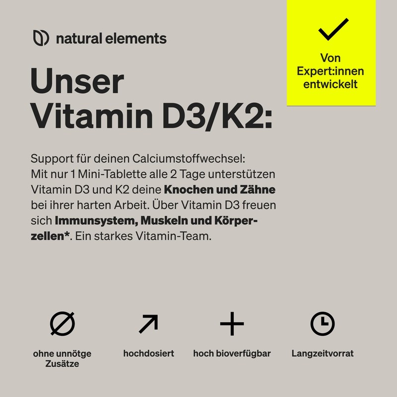 natural elements Vitamin D3 + K2 - > 99.7% all-trans