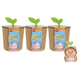 Just Play Sakuties Mini Animales de Peluche estilizados coleccionables, Paquete de 3 estores coleccionables