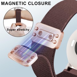 EverAct 20mm Nylon Magnetic Watch Band Compatible with Garmin Vivoactive 6/5/3/3 Music/Venu/Venu Sq/Venu Sq 2/Venu 2 Plus,Loop Magnetic Stretchy Elastic Replacement Strap for Forerunner 55/165/245/645