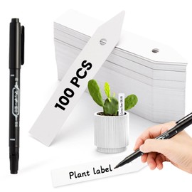 NbutWynee Plant Labels, 3-Inch Plant Markers,100Pcs Plant Tags, Plant Labels for Seedlings, Garden Labels with Pen for Identifying Seedlings, Flowers and Vegetables, White, Waterproof