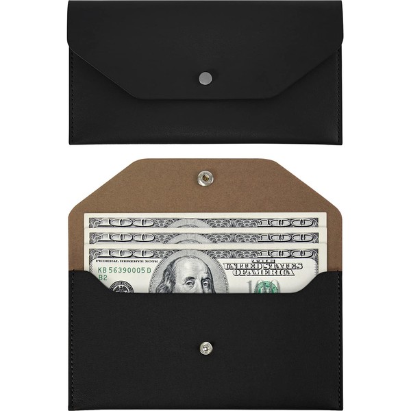 Carrotez Money Bag Pouch Budget Binder, Cash Envelopes 1EA (PU Leather), Money Organizer for Cash, Reusable Budget Envelope, No Letter 6.8’’ by 3.5’’ - Black