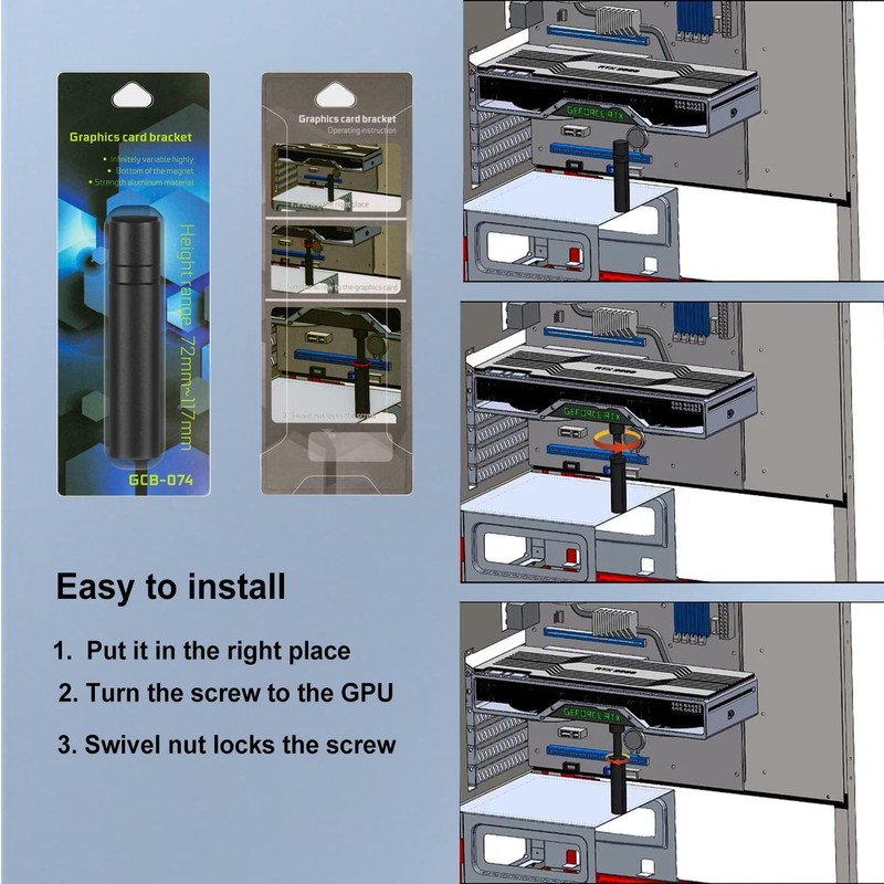 Graphics Card GPU Brace Support, Height Adjustment Video Card Sag