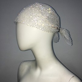 Eilova Orityle Sparkly Rhinestone Mesh Headband Crystal Head Scarf Kerchiefs Turban Party Nightclub Rave Edge Hair Bandana