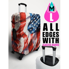 Stretchy Spandex Suitcase Covers for Luggage with Zippers & Elastic Straps, Durable & Stylish Luggage Decorate Covers TSA Approved (FLAG, X Large (for 29-32 inch luggage))