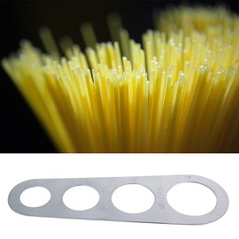 Stainless Steel Spaghetti Measurer Tool with 4 Measuring Holes of Different Sizes Pasta Measuring Quantitative Tools Clever Kitchen Utensil Homemade Noodles Measuring Packaging Tool