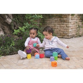 Edushape Pop Soft Baby Blocks - Set of 10 Textured Numbered Stacking Blocks for Building & Development - Soft Blocks for Babies 6-12 Months with Bright Colors that Snap Together to Encourage Learning