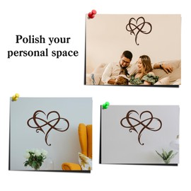 MayLove-US Infinity Heart Metal Wall Decor, Unique Infinity Heart Wall Decor Love Sign Plaque Steel Art Geometric Bedroom Ornaments Cut Out for Home, Wedding Decor (Brown, 15.7x13.7in)