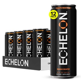 Echelon Pre-Workout Energy Drink - 12-Pack, Mango Reaper - Peak Performance, Sustained Energy, Focus and Endurance Dietary Supplement - 300mg of Caffeine, Beta-Alanine, L-Theanine & Fiber - Vegan