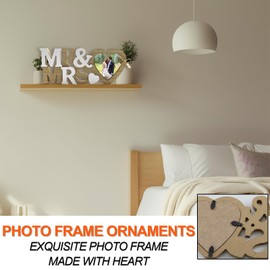 HORREX 1 x Mr & Mrs Wedding Picture Frame, Heart Picture Frame, Wedding Picture Frame with Hearts, Suitable for Weddings, Anniversaries, Home Decoration, Bridal Gifts