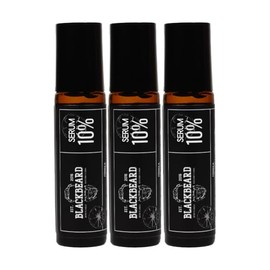 Blackbeard Serum para Crecimiento de Barba, Cabello ceja, Roll-On con Cafeína y Aceites Esenciales, Fórmula Ultra Fuerte 10%, 3 Unidades Blackbeard