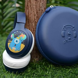 BAMINI Space Active Noise Cancelling Headphones, Wireless Over-Ear Bluetooth 5.0 Headphones with 50H Playtime, Adjustable Volume Limit (75/85/94dB), Ideal for Study, Travel, and Home Office (Blue)