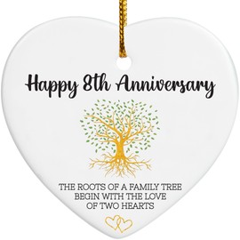 Morycraft 8th Anniversary Ornament Gifts, Best Bronze Anniversary Wedding Romantic Keepsake, Happy 8 Year Anniversary Christmas Ornament Gifts for Him, Her, Husband, Wife, Couple, Men, Women