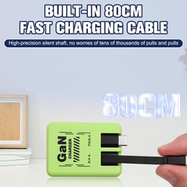 W&O Smart Charger, 2 in 1 W&O 120w Fast Charger, Retractable Wall Fast Charger, Portable Charger with All in 1 Foldable Plug, Fast Charging Power Adapter for Smartphones (Green)