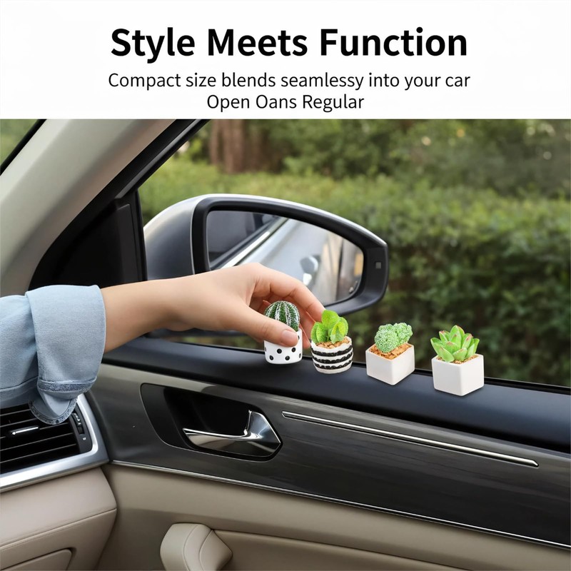 Mini Plants for Car Dashboard Decor, 4-Pack