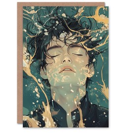 Artery8 Greeting Card Born Again Mindfulness Waves Conceptual Art Blank For Him Or Her Art Birthday Card