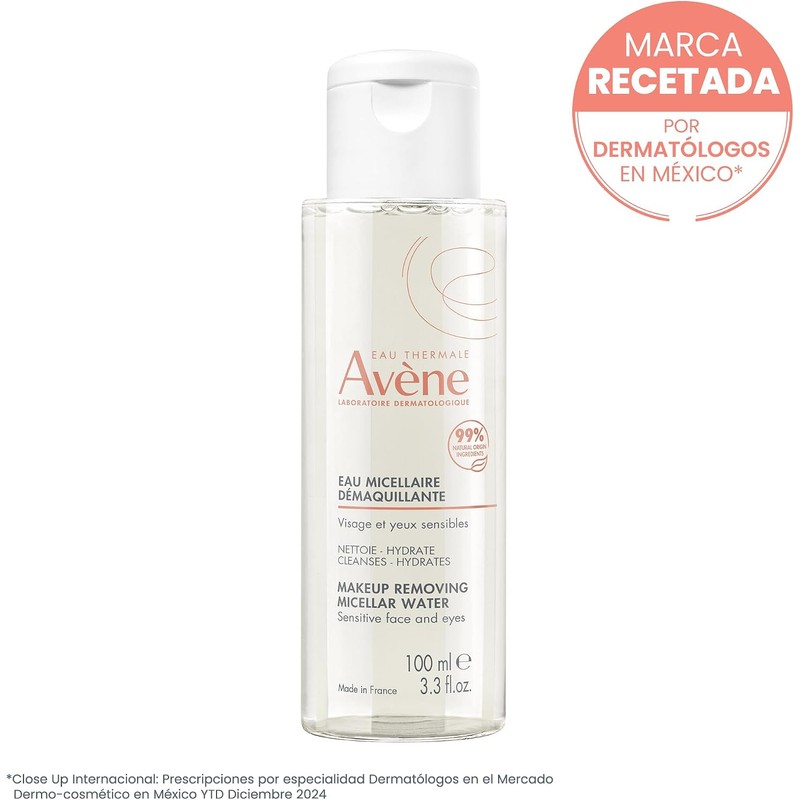 AVENE, Agua micelar desmaquillante facial, limpia, calma e hidrata, para