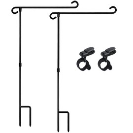 Nirohee Garden Flag Stand,Flag Banner Stands,Decor Pole Stand,Yard Flag Pole Small, Banner Flagpole,Wrought Iron Flag Stand for Flags with Anti-Wind Clip,Flag Pole Bulk Without Flag（2 Pack）