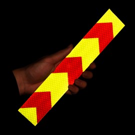 LITAPE 2" X 30ft Fluorescent Yellow Red Arrow Trailer/Trucks Retro Reflective Safety Tape, High Visibility Hazard Caution Warning Conspicuity Tape, Reflector Tape/Sticker for Motorcycle and Bike