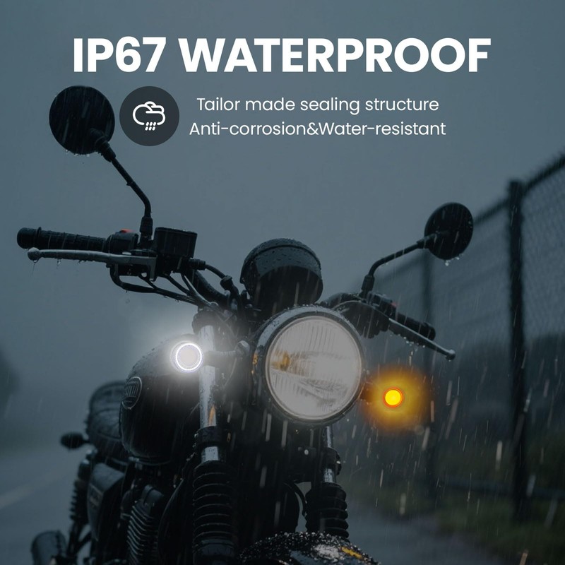 ZENTHOR Motorcycle Turn Signals - 2PCS Chrome Bullet LED Front