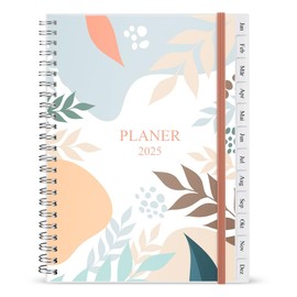 Calendar 2025, A5 Weekly Planner 2025 with Monthly Tabs, Jan 2025-Dec 2025, Diary 2025 Elastic Closure, Double Wire Binding, Easy Organisation of Daily Life, 14.8 x 21 cm, Planner 2025