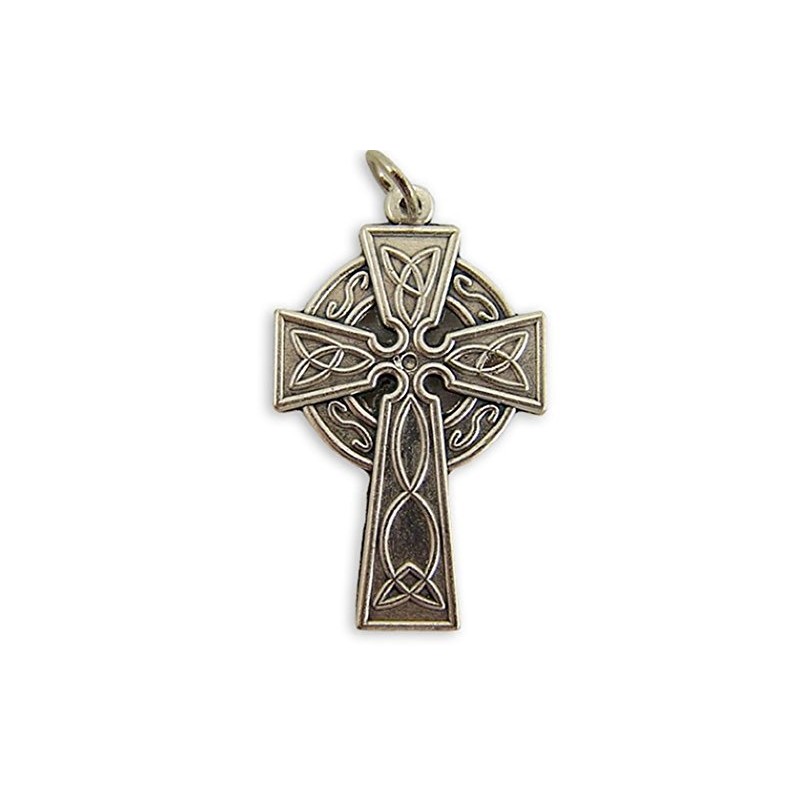 WJ Hirten Silver Tone Irish Celtic Trinity Knot Cross Pectoral