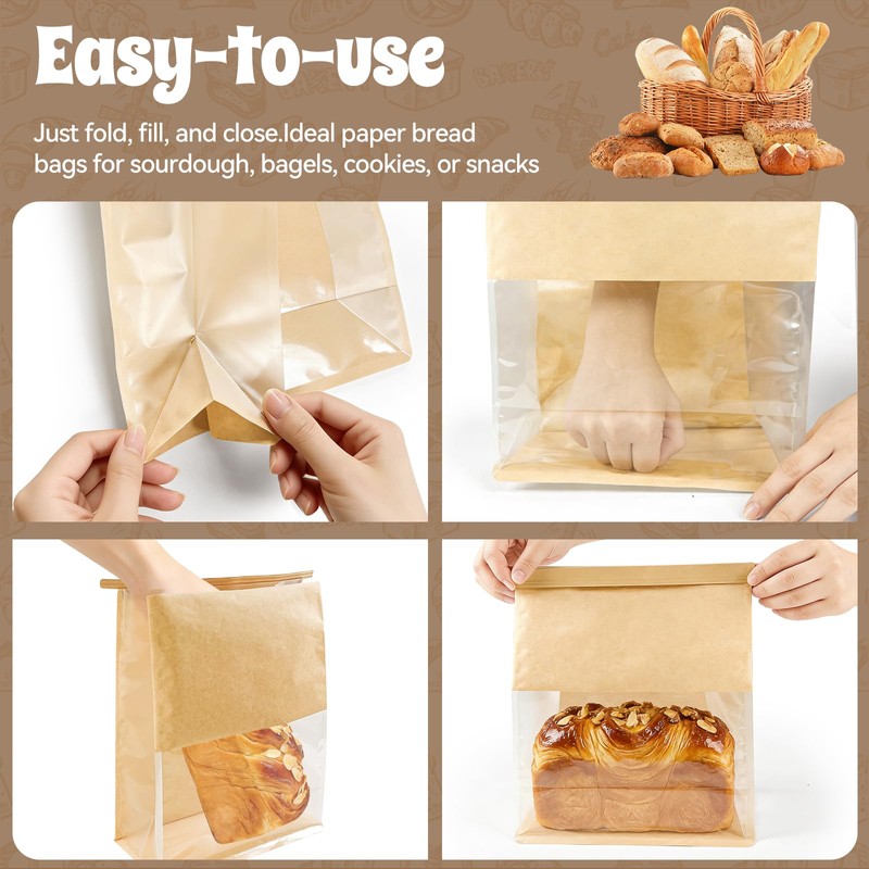 MTOPHLS 20 Pack Large Paper Bread Loaf Bags with Tin