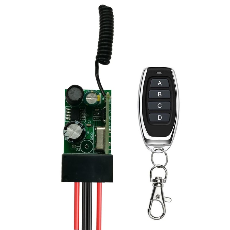 Meskliu 12v Remote Control Switch,4 Way Mini Wireless Switch,DC 12V/24V/48V/10A