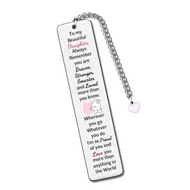 Daughter Bookmarks Graduation Gifts Inspirational Go to University Encourage Keepsake Birthday Christmas Woman Teens Distance Accompany Back to School Present Appreciate Book Accessory from Dad Mom