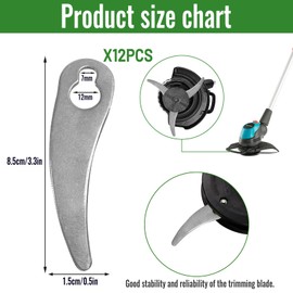 FePen FePen Metal Blade Set for Cordless Grass Trimmer, 12 Pieces Replacement Blade Grass Trimmer Metal (B)