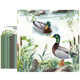 Mallard Duck Napkins Party Supplies - Joybileefun 50PCS One Lucky Duck Napkins Disposable for Hunting Themed Baby Shower Party Supplies