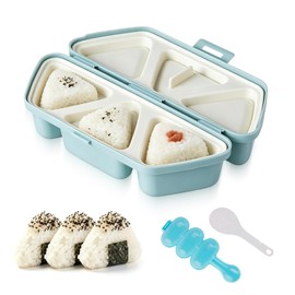 6 in 1 Onigiri Mold Large, Onigiri Mould Non-Stick Rice Ball Mold with Rice Ball Maker and Spoon Triangle Sushi Mould for Lunch Box Picnic