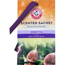 ARM & HAMMER 3 Pack Scented Sachets for Drawers & Closet with Hanging Ribbon, Real Baking Soda (Sweet Fig)