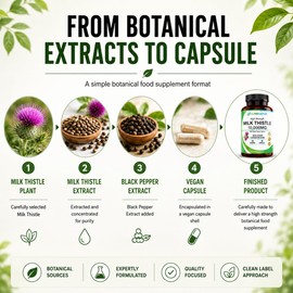 Milk Thistle Capsules - 80% Silymarin - 90 Capsules - 3 - Month Supply