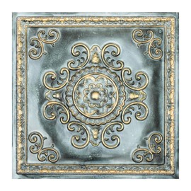 Used Tin Ceiling Tiles, Metalized Ceiling Panels, Suspended Wall Panels, 2'X2' Tiles PL08 Bluish Gold 10Piece
