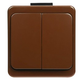 Naka24 IP44 Surface-Mounted Switch Socket Range Wet Room Schuko Smart (Double Switch Brown WNT-2S)