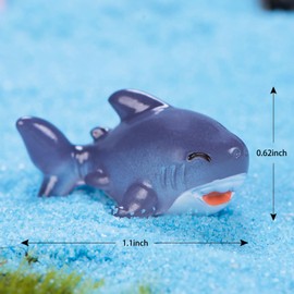 Exasinine 30 Pcs Resin Shark Miniature Shark DIY Accessories Kit Fish Tank Decoration Set for Fairy Garden Succulent Planter Moss Landscape DIY Terrarium Home Décor (Gray)