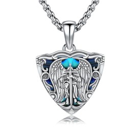 ONEFINITY Saint Michael Necklace for Men Women 925 Sterling St Michael Pendant Necklace Warrior Protect Us Amulet Jewelry Gift for Men Father