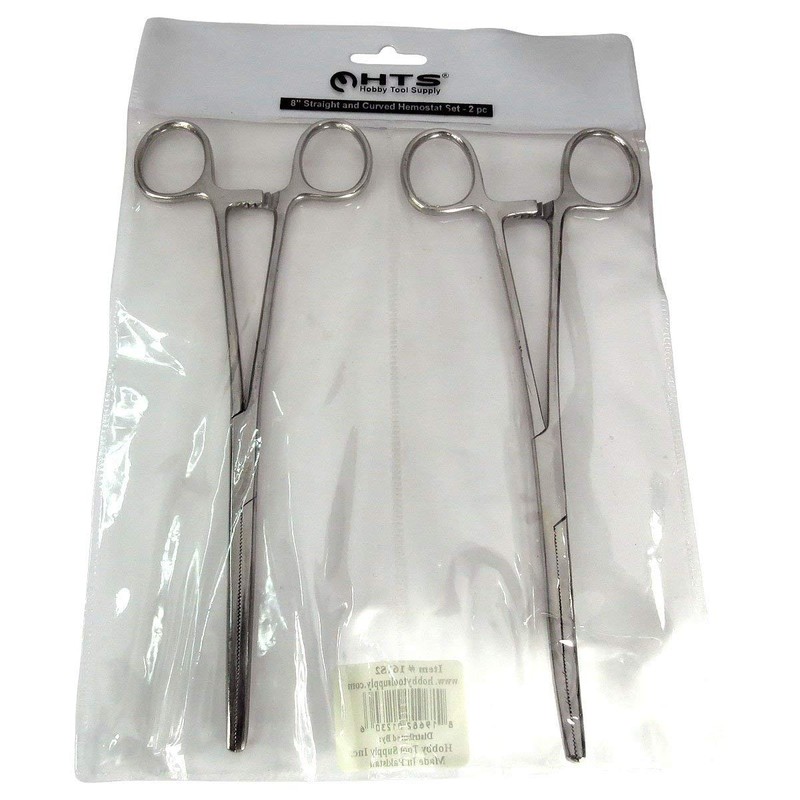 HTS 161S2 2 Pc 8" Locking Straight & Curved Hemostat