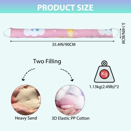 SANFERGE Weighted Door Draft Stopper, 2 Pack 36 Inch Under Door Blocker, Bottom of Door Window Air Noise Light Gap Filler, Saving Energy Cartoon Print Canvas Cotton 2.5Lb