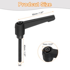 sourcing map 3Pcs M5 x 40mm Adjustable Knobs Handle Male Thread Push Button Ratchet Quick Release Locking Rotating Bolt for Lathe Machinery, Black
