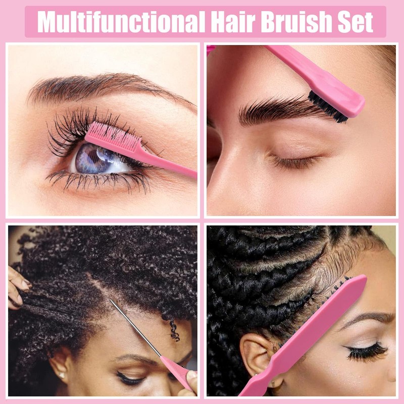 3 Pcs Slick Back Hair Brush, with Edges brush, Back