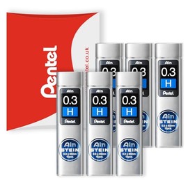 Pentel Ain Stein Mechanical Refill Leads - for Automatic/Mechanical Pencils - in Pentel Pillow Packaging (0.3mm H, Pack of 6)