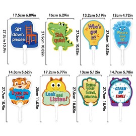 Zwttey 8 Pcs Set, Manage Your Classroom Signs for Teachers, Classroom Rule Handheld Sign Paddles, Interactive Instructions for Kindergarten Pre-School Primary School