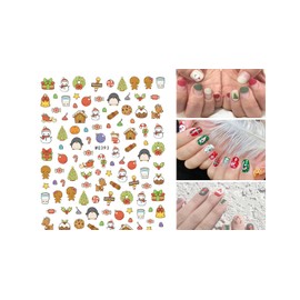 Generic Christmas Reindeer Santa Tree Snow Snowman Bear Penguin 3D Nail Sticker Wg393 Nail Wraps Stickers Manicure Supplies for Women Nails Full Long Lasting Easy Apply and Remove