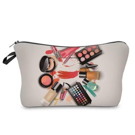 Cool Printed Organizer Carry All Pouch Travel Makeup Pencil Case Cosmetic Bags Assorted Colors (Makeup)