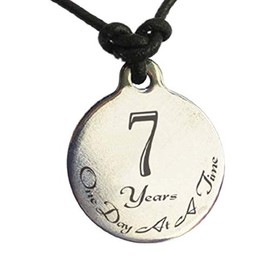 Serenity is Forever 7 Year Sobriety Anniversary Medallion Leather Necklace for Sober Birthday, AA Alcoholics Anonymous, NA Narcotics Anonymous
