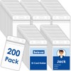 200 Pack Vertical Badge Holders, Clear Plastic ID Badge Holder