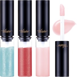 Visee Essence Lip Plumper Mini Set - Lip Gloss with Natural Tint, Plumping & Hydrating (2.8mL x 3 shades