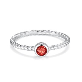 925 Sterling Silver Stackable Birthstone Rings for Women Teens Colorful Cubic Zirconia Mothers Daughter Jewelry Gift Simple Promise Ring for Her (January, 8)